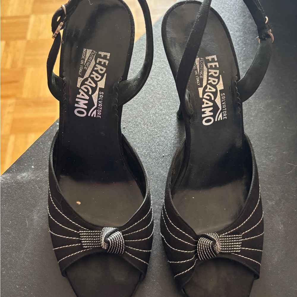 Salvatore Ferragamo Black Women's Shoes Slingback